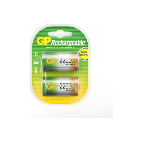 

Перезаряжаемые аккумуляторы GP C 2200 мАч 2 шт 220CH-2CR2