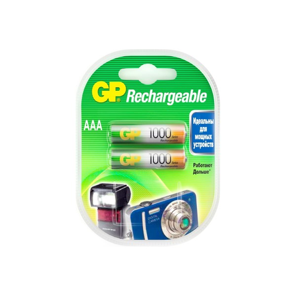 

Перезаряжаемые аккумуляторы GP AAA 1000 мАч 2 шт 100AAAHC-2DECRC2