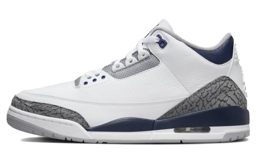 

Кеды унисекс Jordan Air Jordan 3 Midnight Navy белые 44 EU, Белый, Air Jordan 3 Midnight Navy