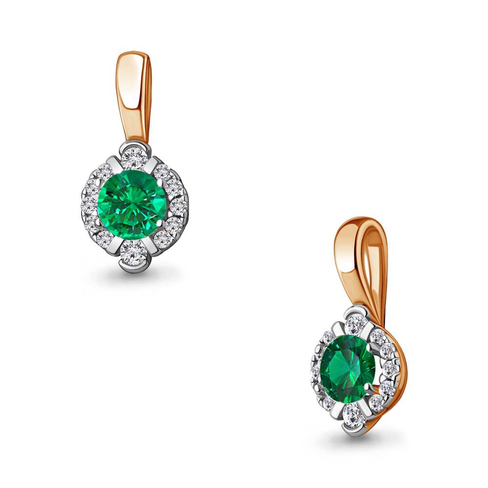 

Кулон из серебра с изумрудом искусственным\фианитом Aquamarine Aquamarine 24495АГ_925_з, 24495АГ_925_з