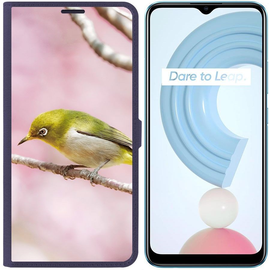 

Чехол-книжка Krutoff Eco Book для Realme C21Y Японская белоглазка (синий)