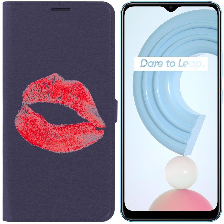 

Чехол-книжка Krutoff Eco Book для Realme C21Y След помады (синий)