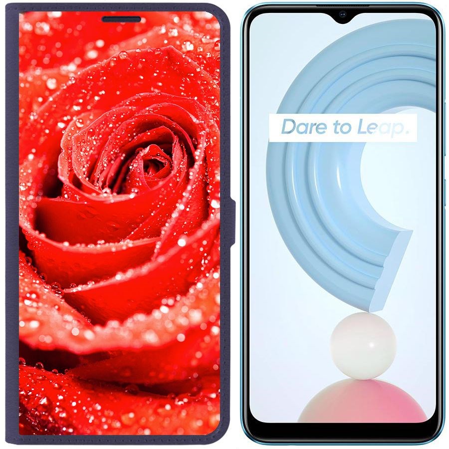 

Чехол-книжка Krutoff Eco Book для Realme C21Y Роза (синий)