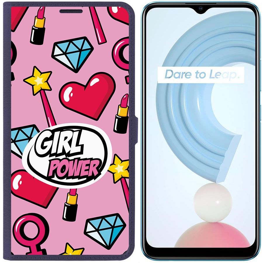 

Чехол-книжка Krutoff Eco Book для Realme C21Y Girl Power (синий)