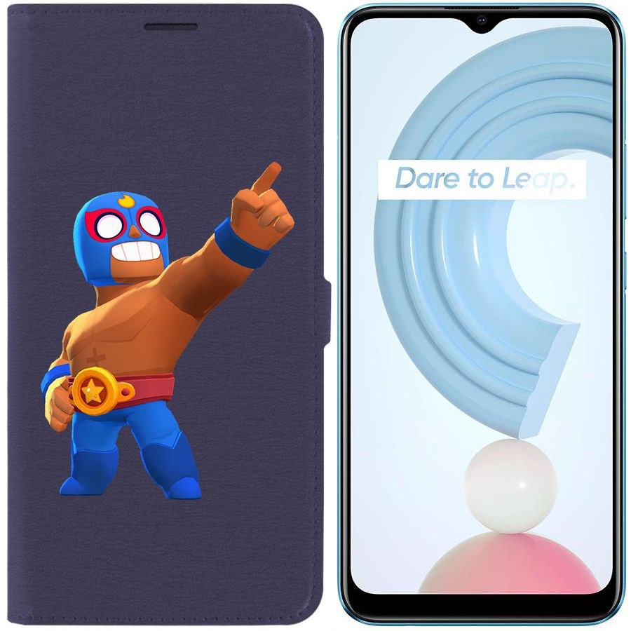 

Чехол-книжка Krutoff Eco Book для Realme C21Y Brawl Stars-Эль Примо (синий)