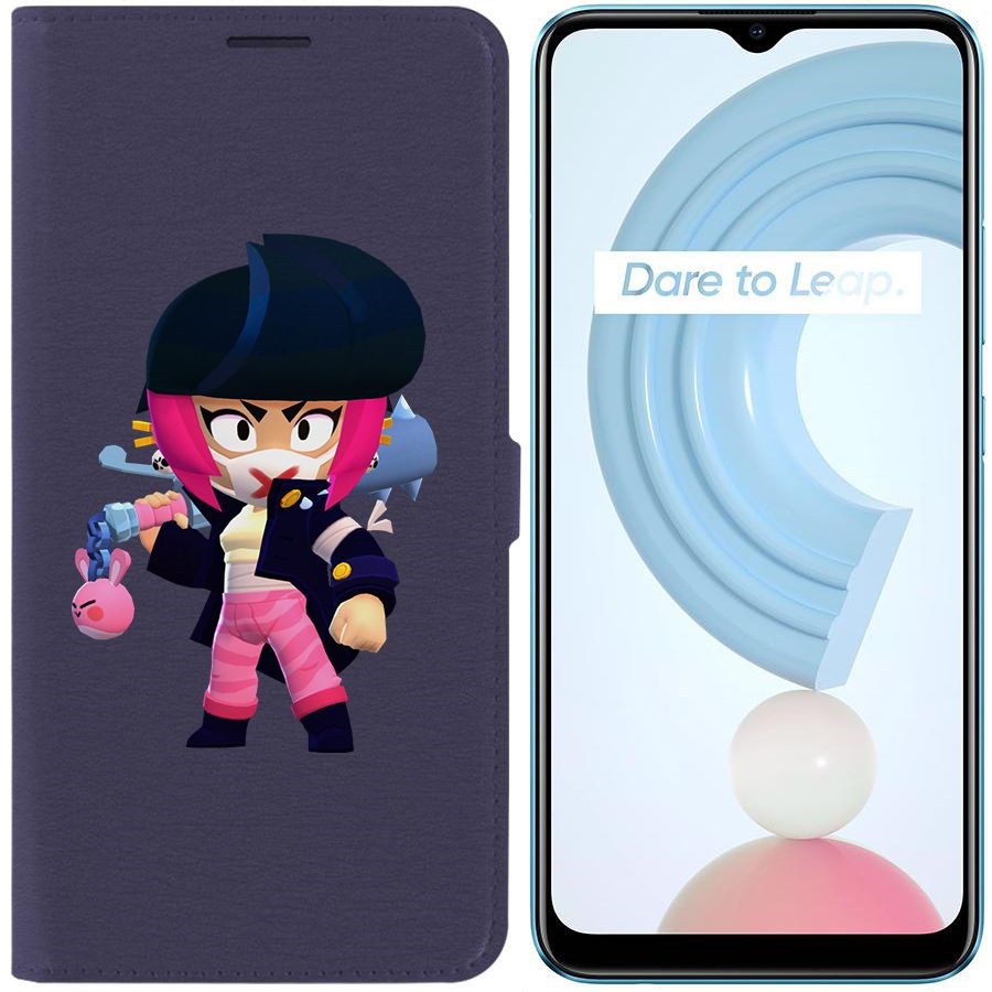 

Чехол-книжка Krutoff Eco Book для Realme C21Y Brawl Stars-Ужасная Биби (синий)