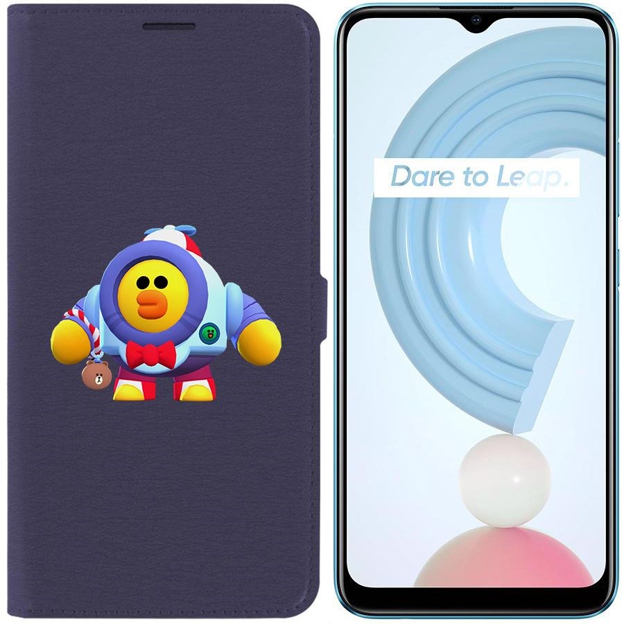 

Чехол-книжка Krutoff Eco Book для Realme C21Y Brawl Stars-Нани Салли (синий)