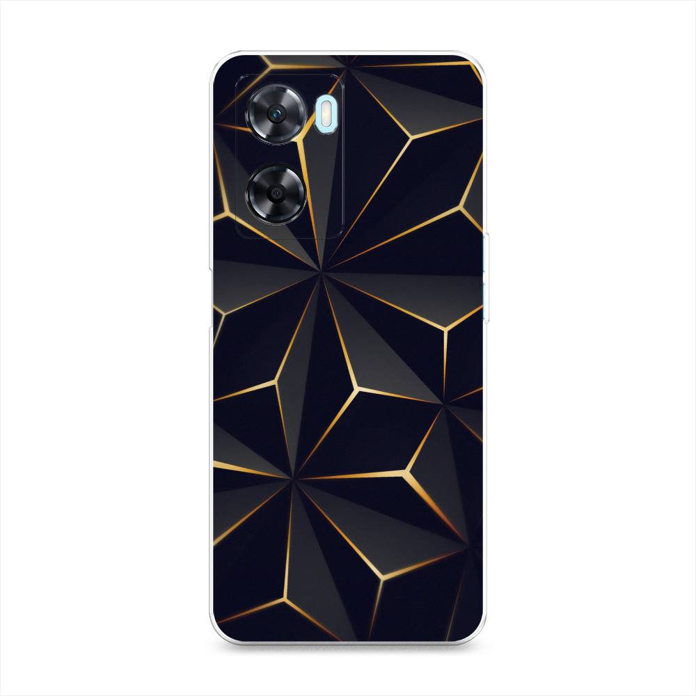 

Чехол на OnePlus Nord N20 SE "Черные полигоны", Золотистый;черный, 153450-3