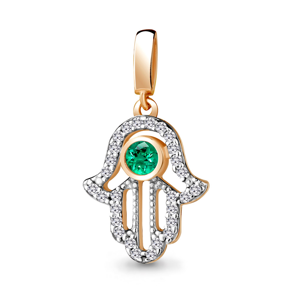 

Кулон из серебра с фианитом\изумрудом искусственным Aquamarine Aquamarine 24367АГ_925_з, 24367АГ_925_з