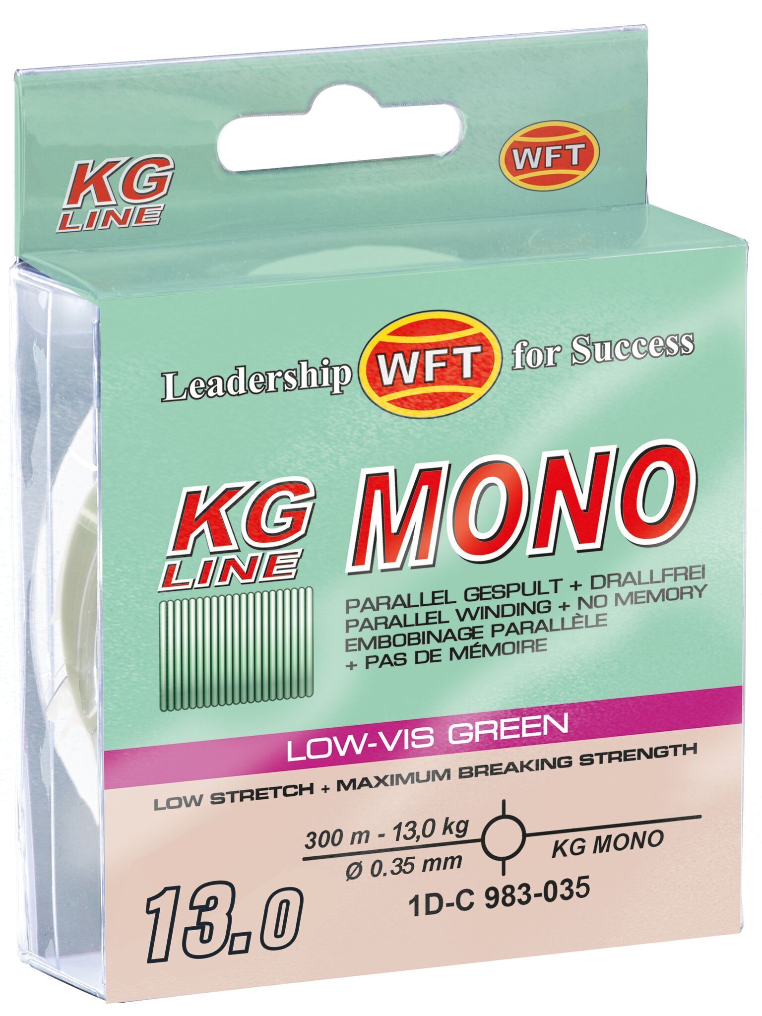 Рыболовная леска WFT KG Mono 300 м, 0.35 мм Green