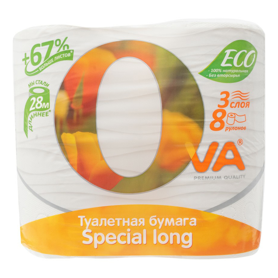 Туалетная бумага Ova 3-слойная 8 рулонов