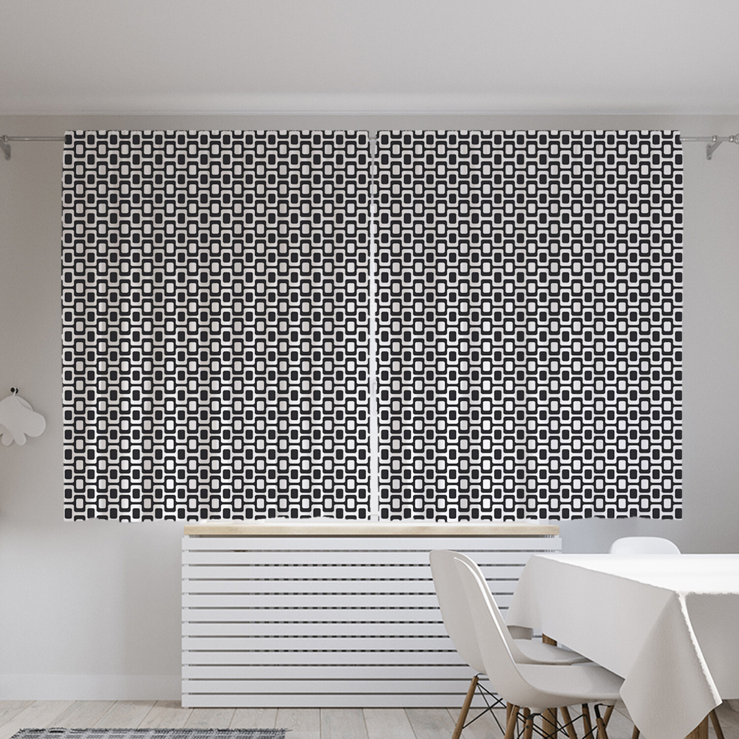 фото Классические шторы joyarty "прямоугольная геометрия", oxford delux, 2 полотна 145x180 см
