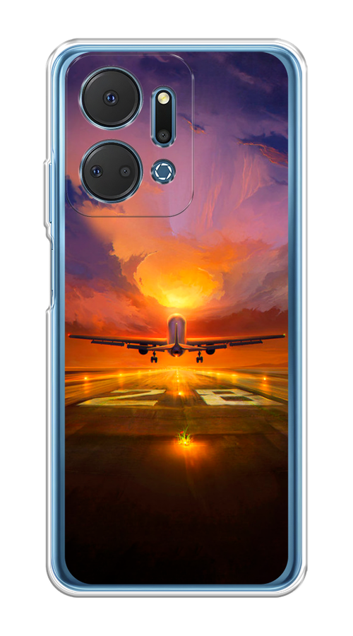 

Чехол на Honor X7A Plus "Самолет на посадке", Оранжевый;синий, 6121850-1