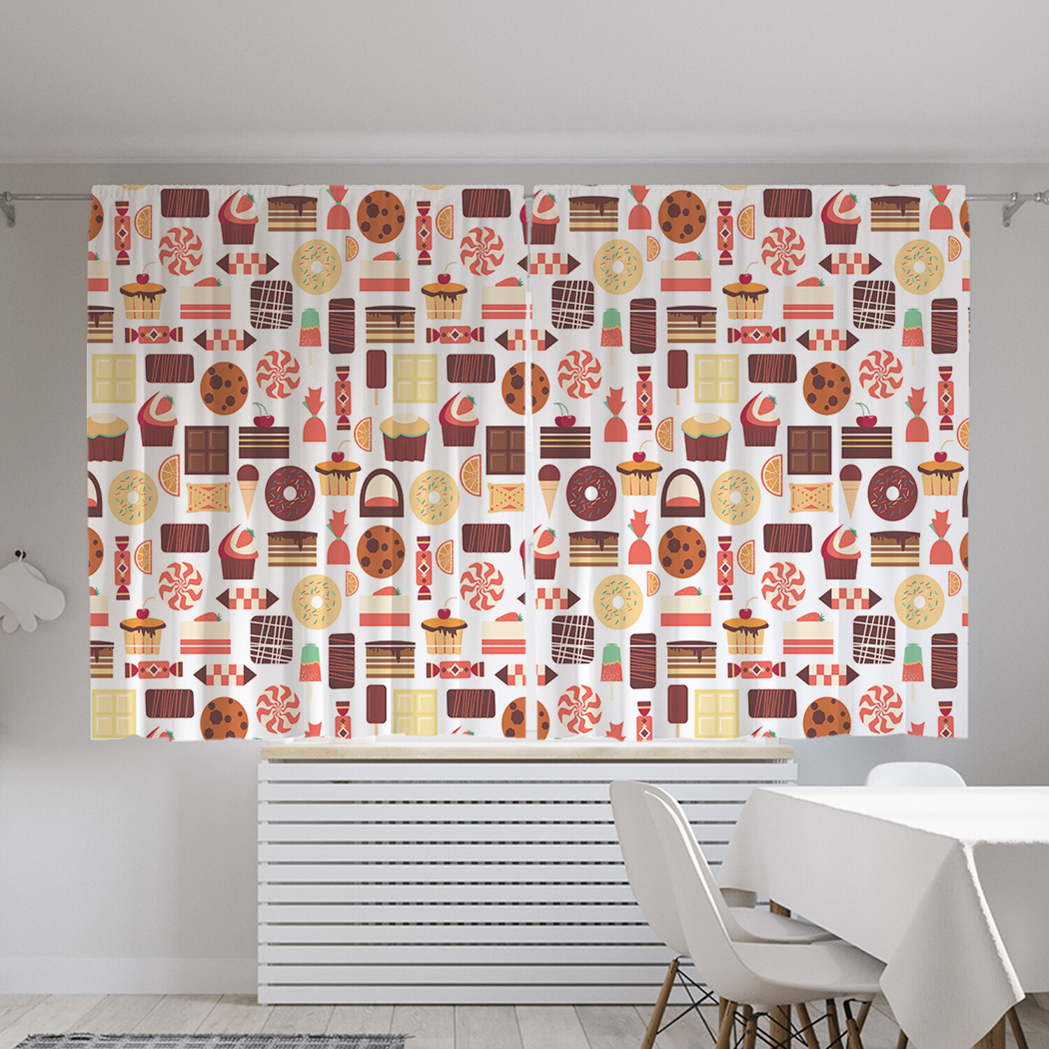 

Классические шторы JoyArty "Векторные сладости", серия Oxford DeLux, 2 полотна 145x180 см, Векторные сладости