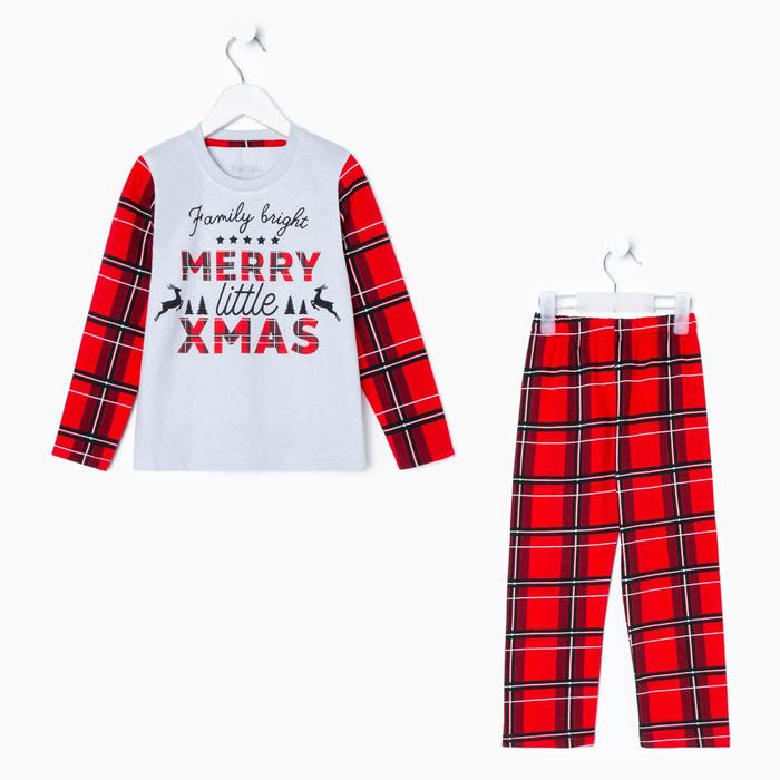 

Пижама детская KAFTAN "X-mas" р.34 (122-128), Красный;серый, Пижамы X-mas Family look