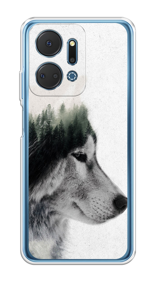 

Чехол на Honor X7A Plus "Волк лес", Серый;белый, 6121850-1