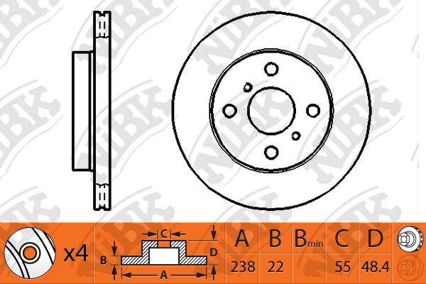 Тормозный колодки NiBK передний для Toyota Corolla 1.3-1.8 1987-1997 RN1250