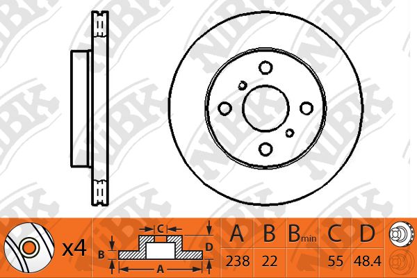 

Тормозный колодки NiBK передний для Toyota Corolla 1.3-1.8 1987-1997 RN1250