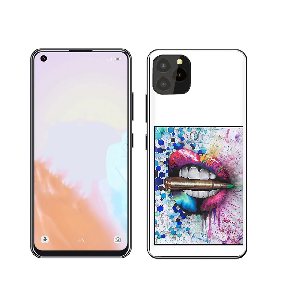 

Чехол MyPads Tocco для Oukitel C21 Pro разноцветные губы с пулей, Прозрачный, Tocco