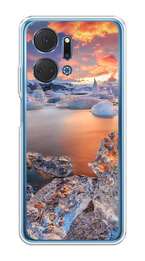 

Чехол на Honor X7A Plus "Ледники", Синий;оранжевый, 6121850-1