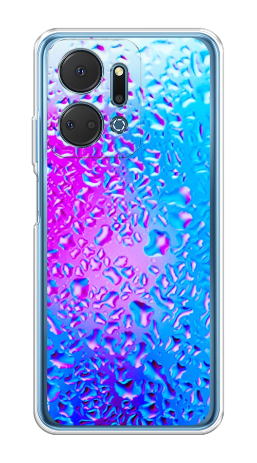 

Чехол на Honor X7A Plus "Капли на стекле", Бирюзовый;розовый, 6121850-1