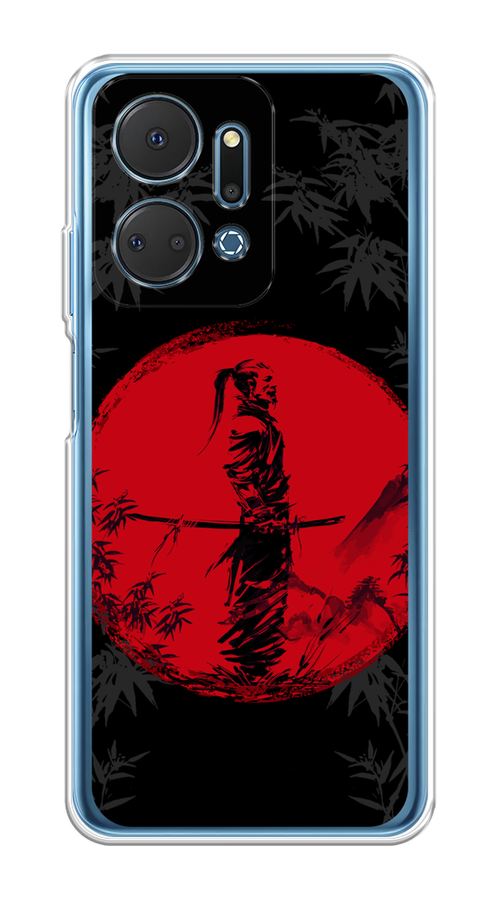 

Чехол на Honor X7A Plus "Самурай на красном фоне", Черный;красный;серый, 6121850-1