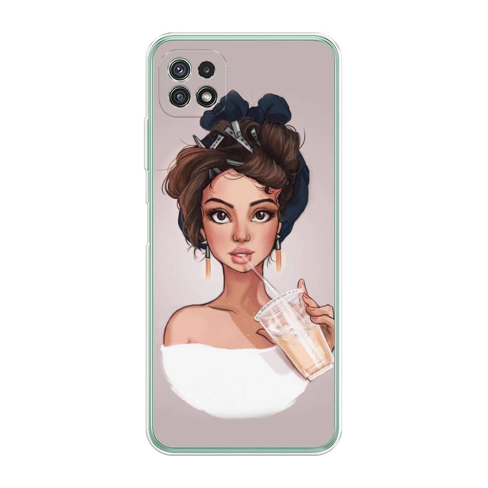 

Чехол для Samsung Galaxy A22s 5G "Девушка с фраппе", Серый, 2104250-6