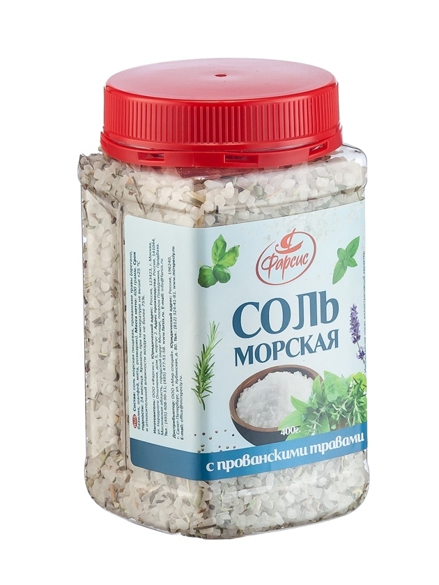 

Соль морская с прованскими травами Фарсис, ПЭТ-банка 400 г, Соль с прованскими травами