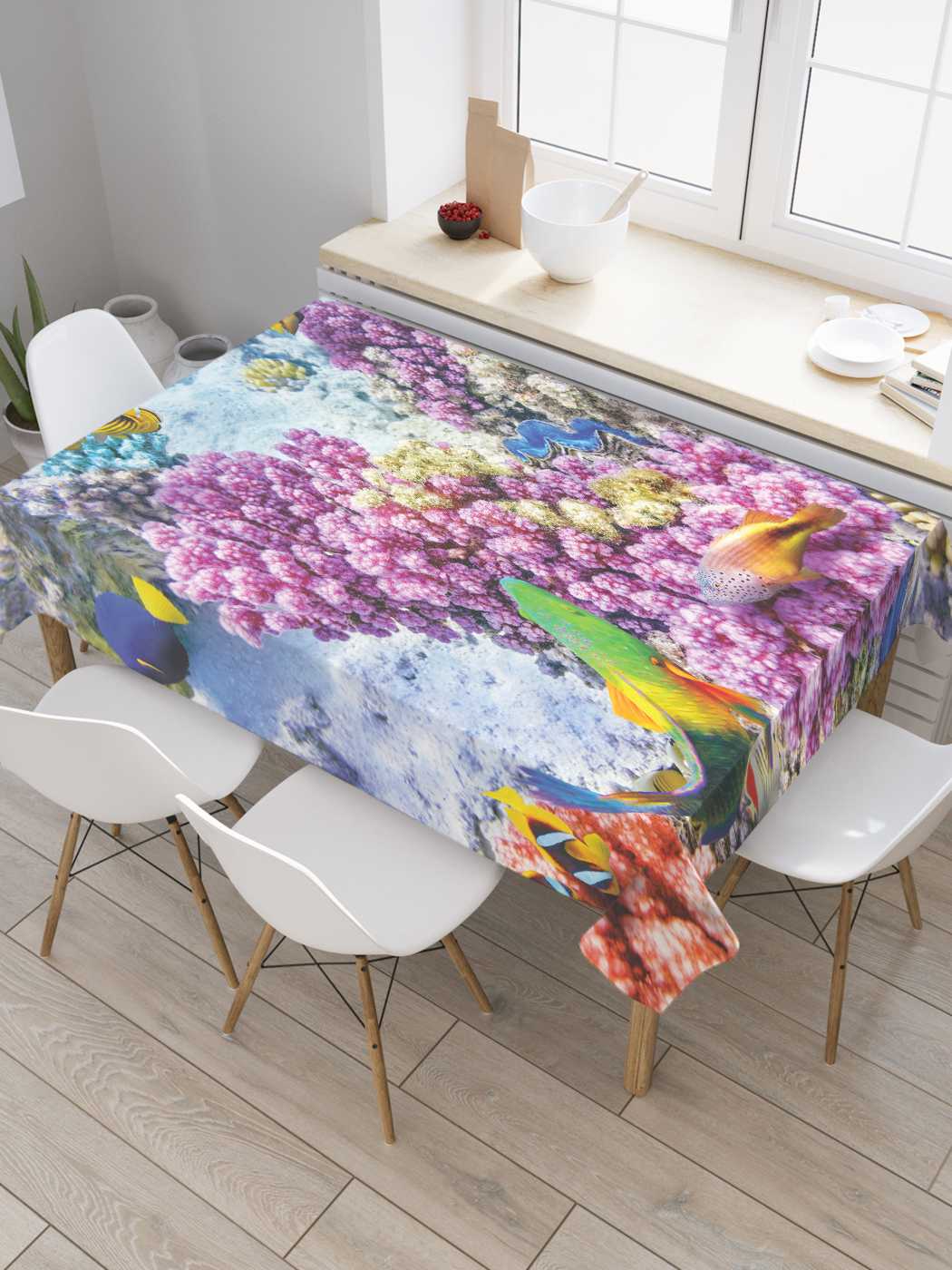 

Скатерть прямоугольная JoyArty "Коралловая красота" из сатена, 120x145 см, Фиолетовый, Коралловая красота