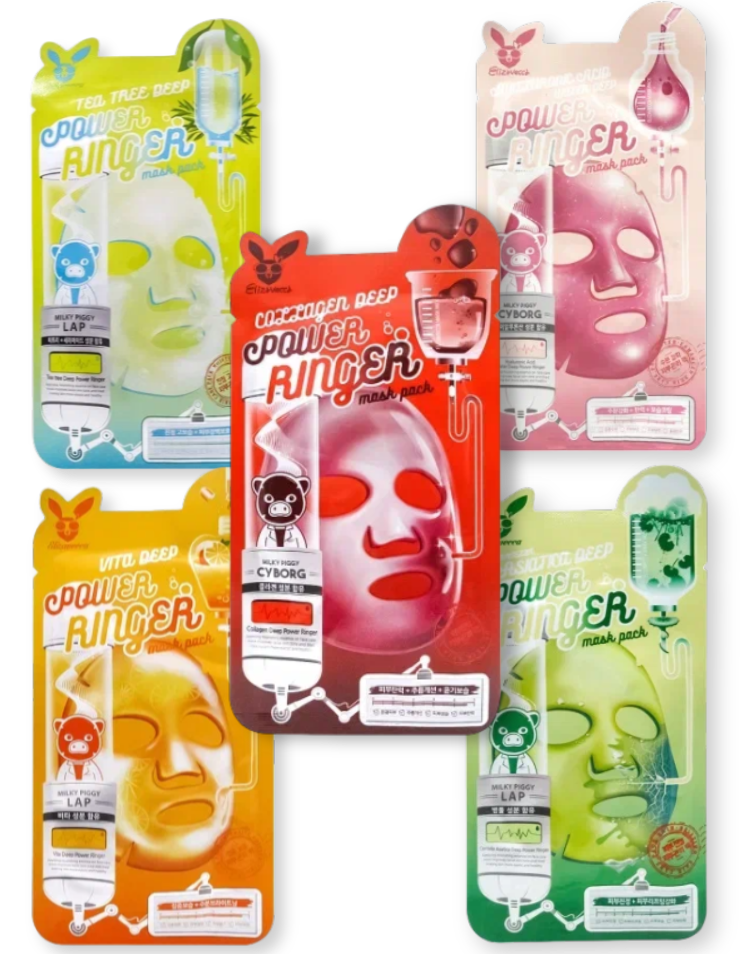 Набор тканевых масок для лица Elizavecca Power Ringer 5 шт