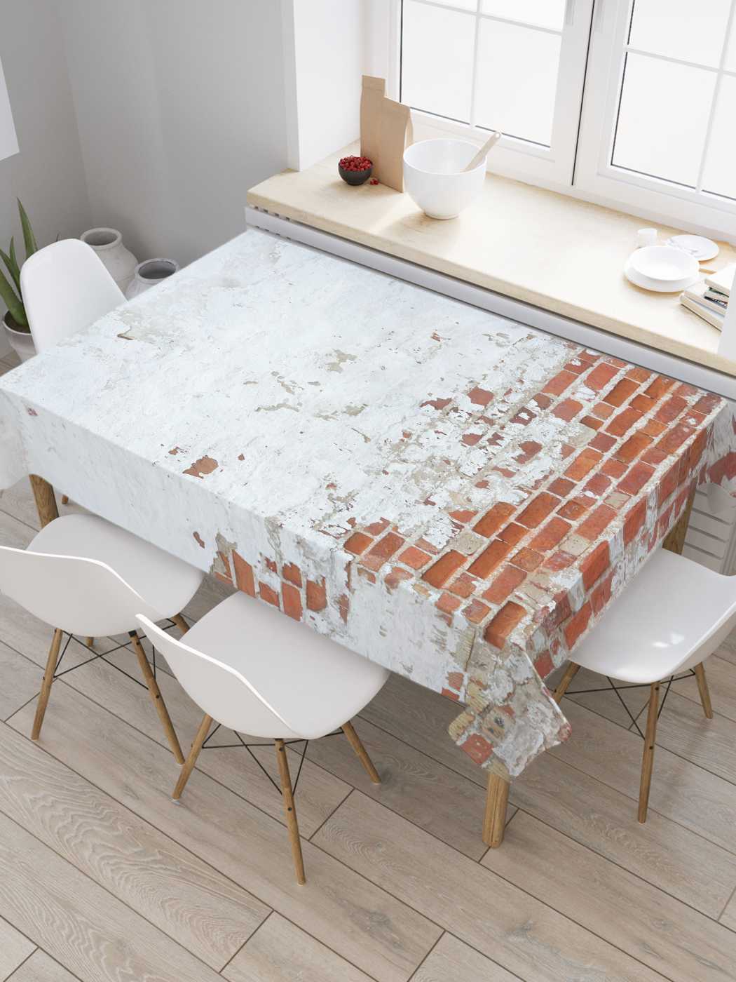 

Скатерть прямоугольная JoyArty "Потрепанная стенка" из сатена, 120x145 см, Коричневый, Потрепанная стенка