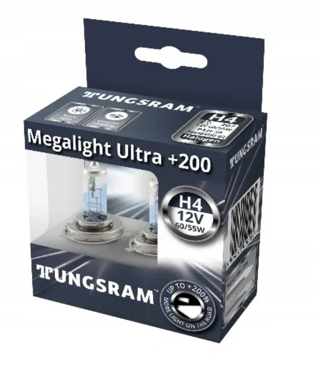 фото Лампы автомобильные tungsram h4 12v- 60/55w (p43t) megalight ultra +200 93120535