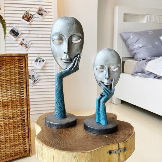 

Статуэтки "Лицо - маска" набор из 2 шт., Серебристый;синий, 2027