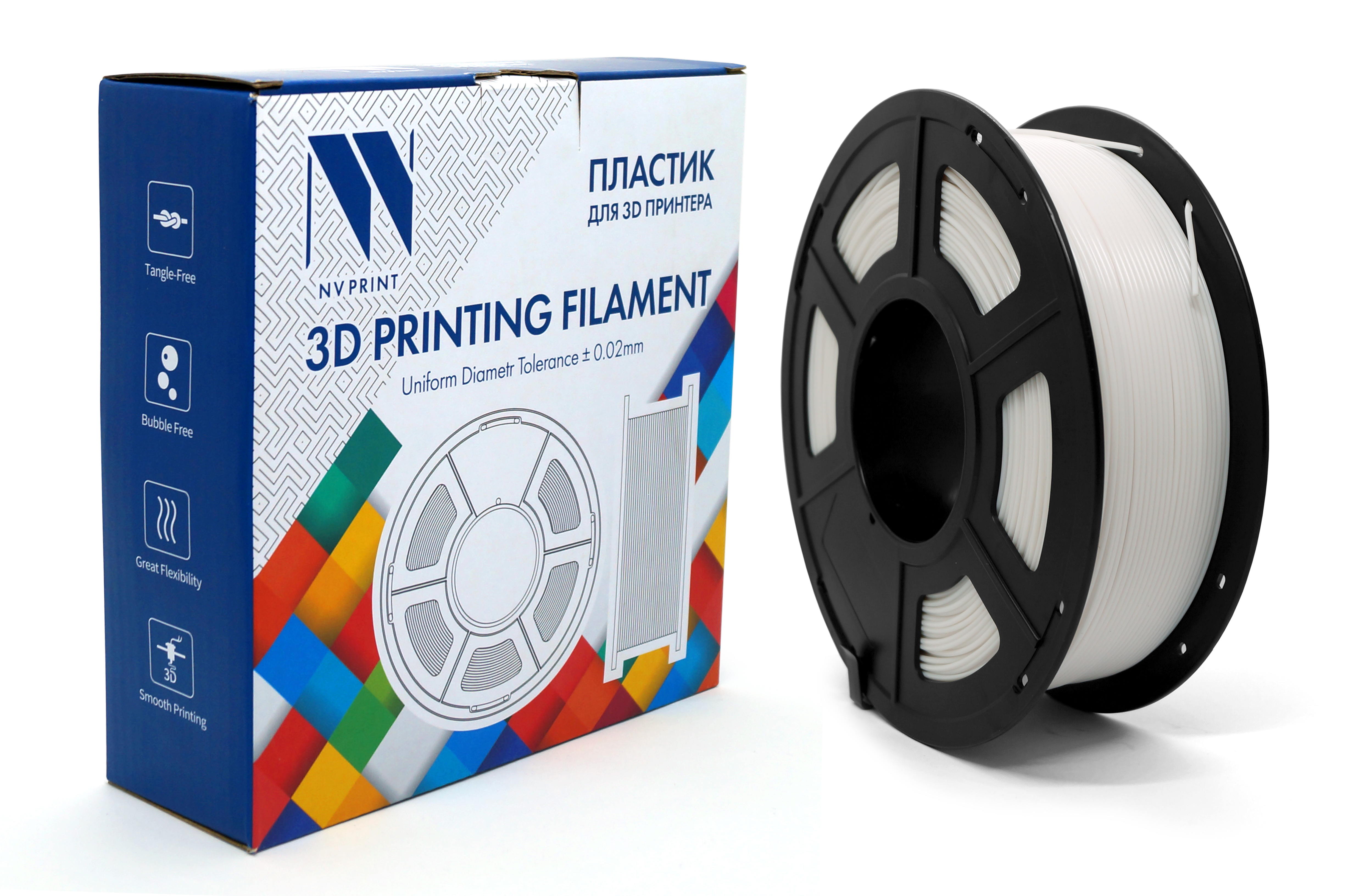 

Пластик PLA для 3D-принтера NV-PRINT FDM / FFF белый (3D-PLA-WHITE), FDM / FFF
