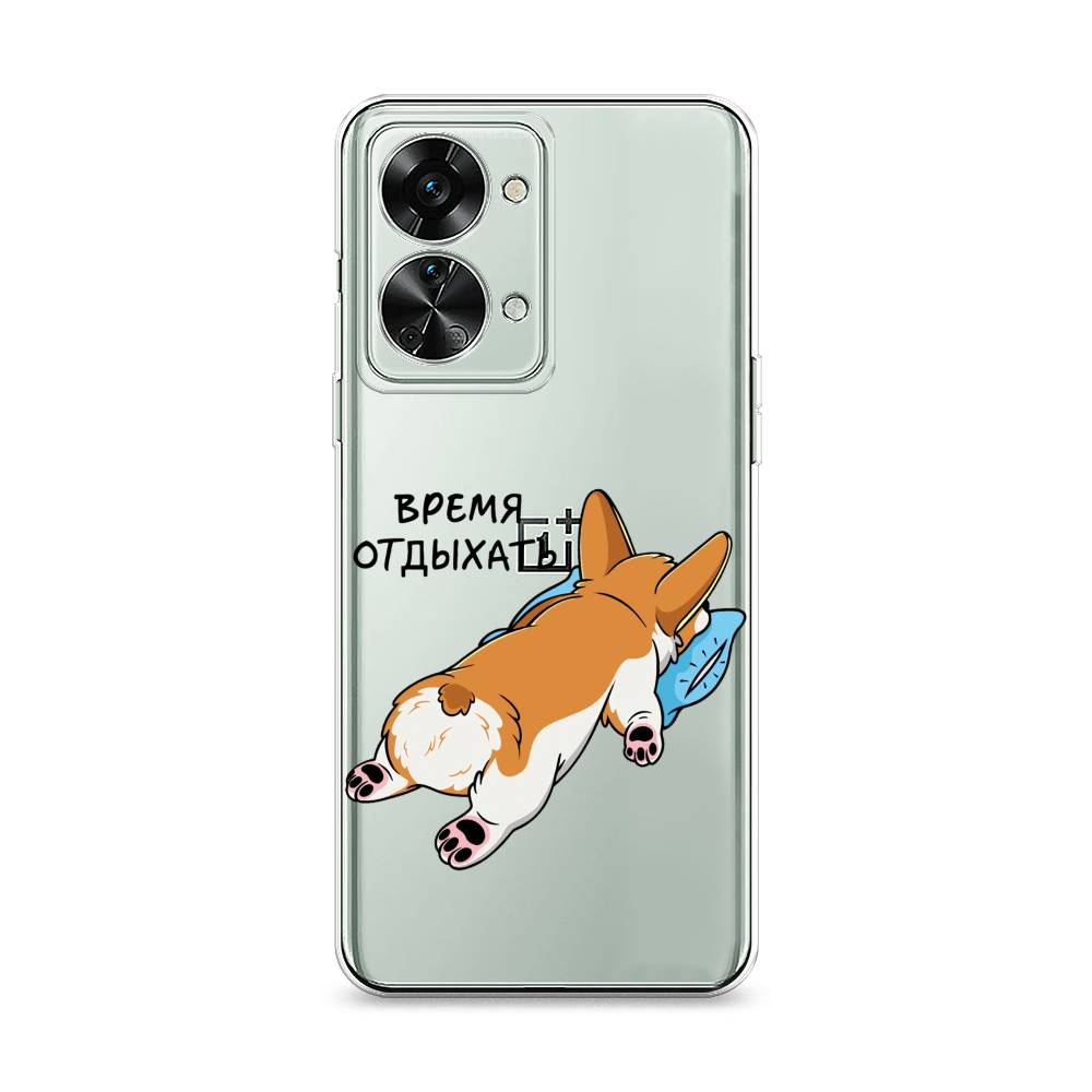 

Чехол на OnePlus Nord 2T "Корги отдыхает", Черный;коричневый;голубой, 153250-1