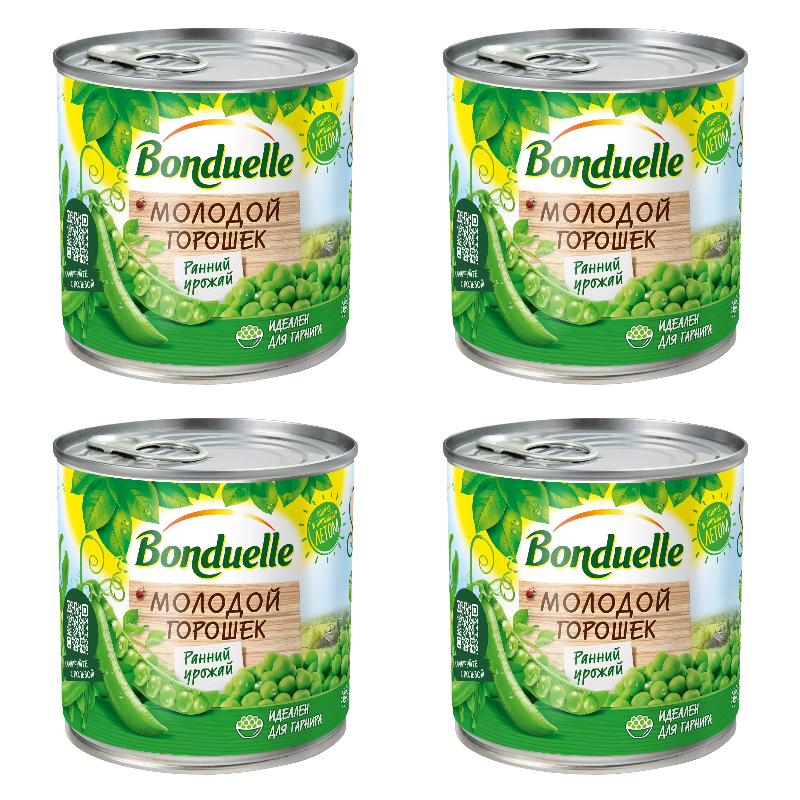 

Горошек Bonduelle зеленый молодой, 425 г х 4 шт