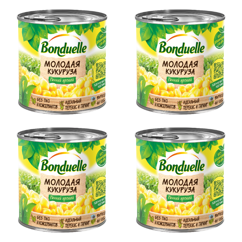 

Кукуруза Bonduelle молодая консервированная, 425 мл (340 г) х 4 шт