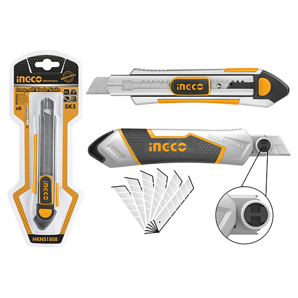 INGCO Нож канцелярский 190х100х18 мм В ком. 5 лезвий INDUSTRIAL HKNS1808 ingco нож канцелярский 190х100х18 мм в ком 5 лезвий industrial hkns1808
