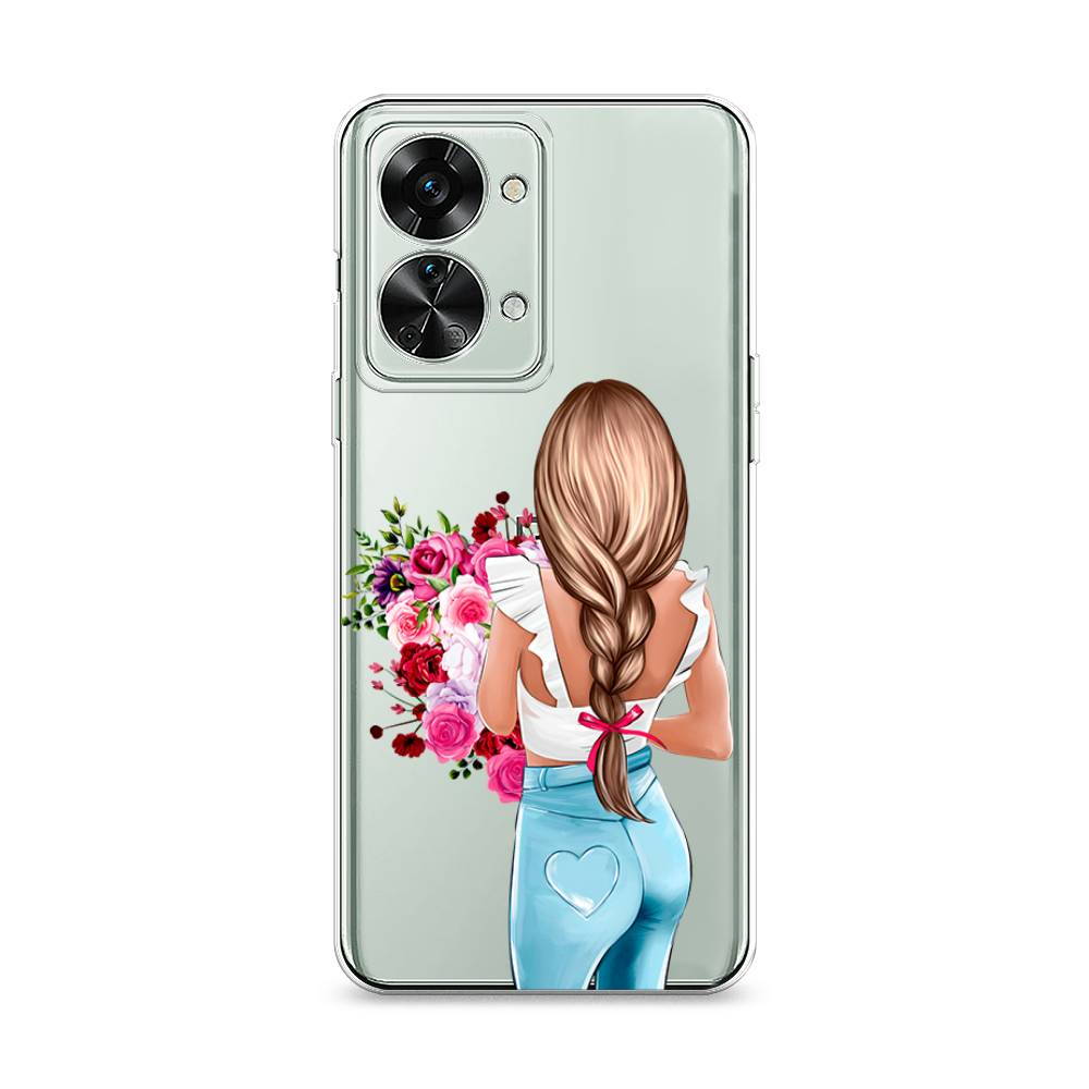 

Чехол на OnePlus Nord 2T "Девушка с цветами", Коричневый;розовый;голубой, 153250-6