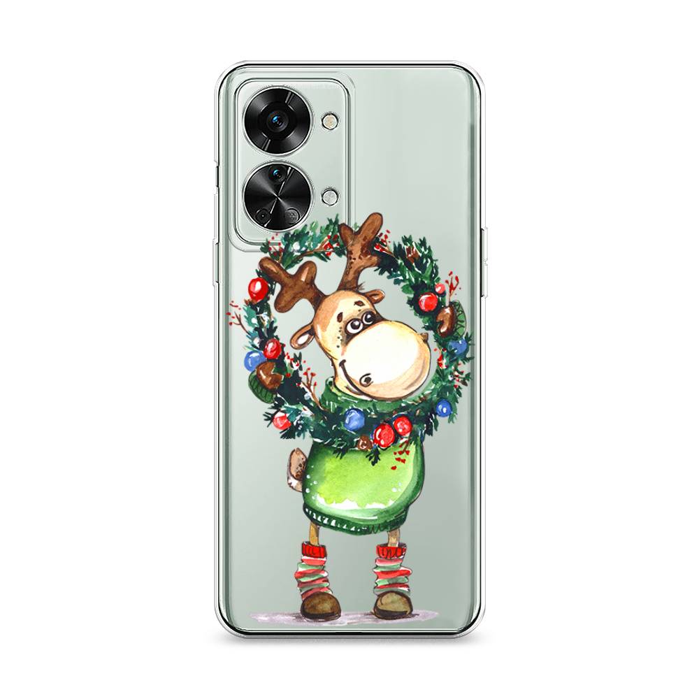 

Чехол на OnePlus Nord 2T "Олень с новогодним венком", 153250-4