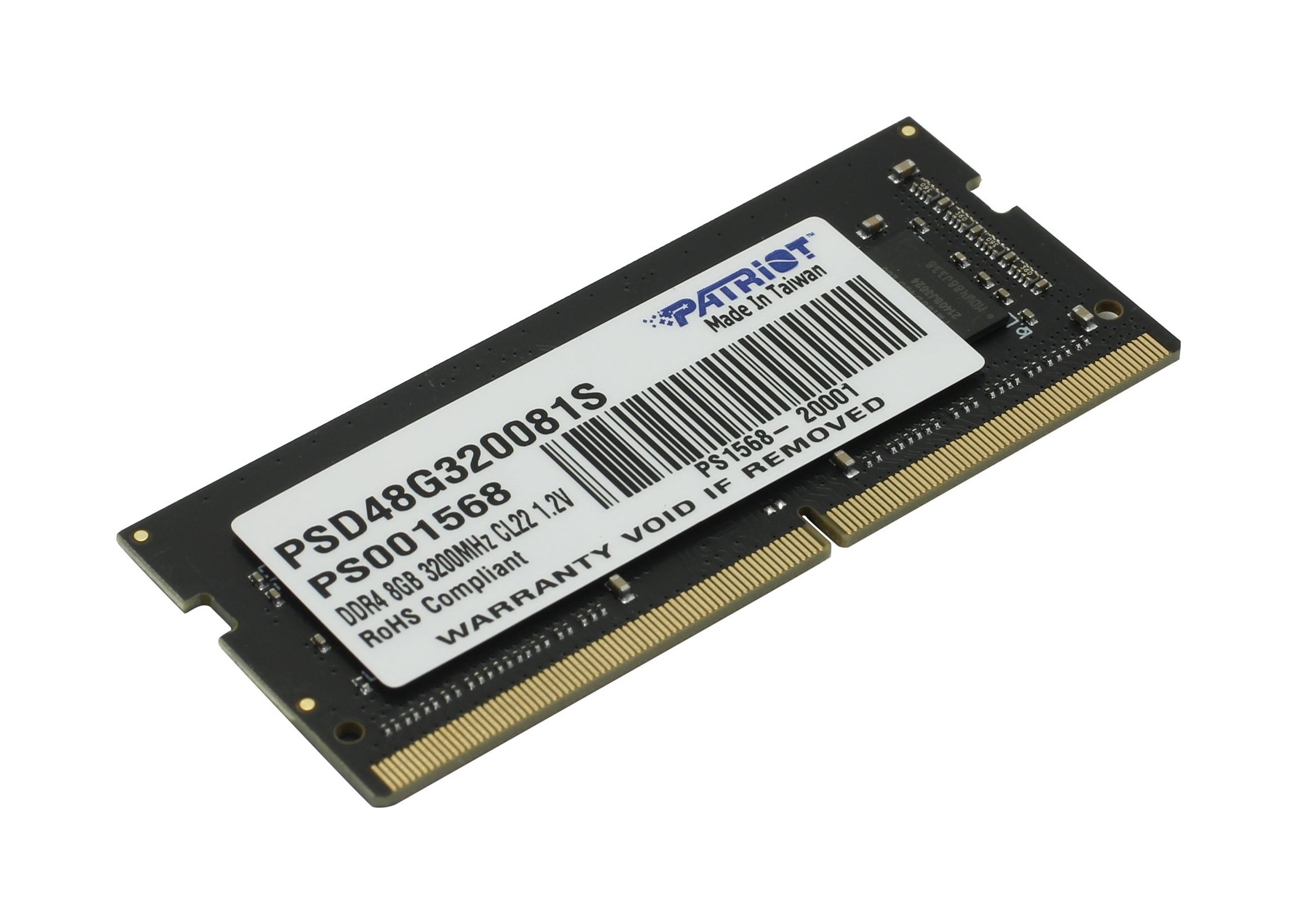 

Оперативная память Patriot Signature Line 8Gb DDR4 3200MHz SO-DIMM (PSD48G320081S), PSD48G320081S