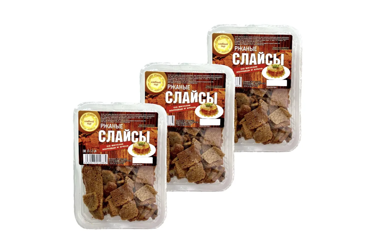 Слайсы Хлебный пир со вкусом холодца с хреном, 24x100 г