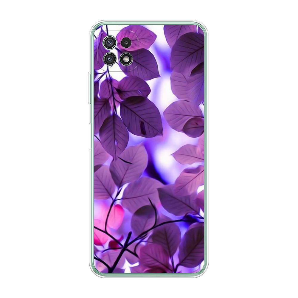 

Чехол для Samsung Galaxy A22s 5G "Сиреневые листики", Фиолетовый;голубой, 2104250-2