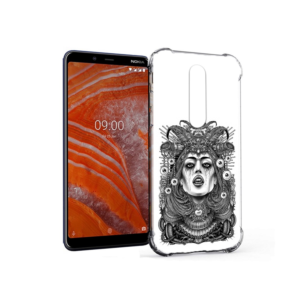 

Чехол MyPads Tocco для Nokia 3.1 Plus портрет девушки черно белый (PT121397.96.551), Прозрачный, Tocco