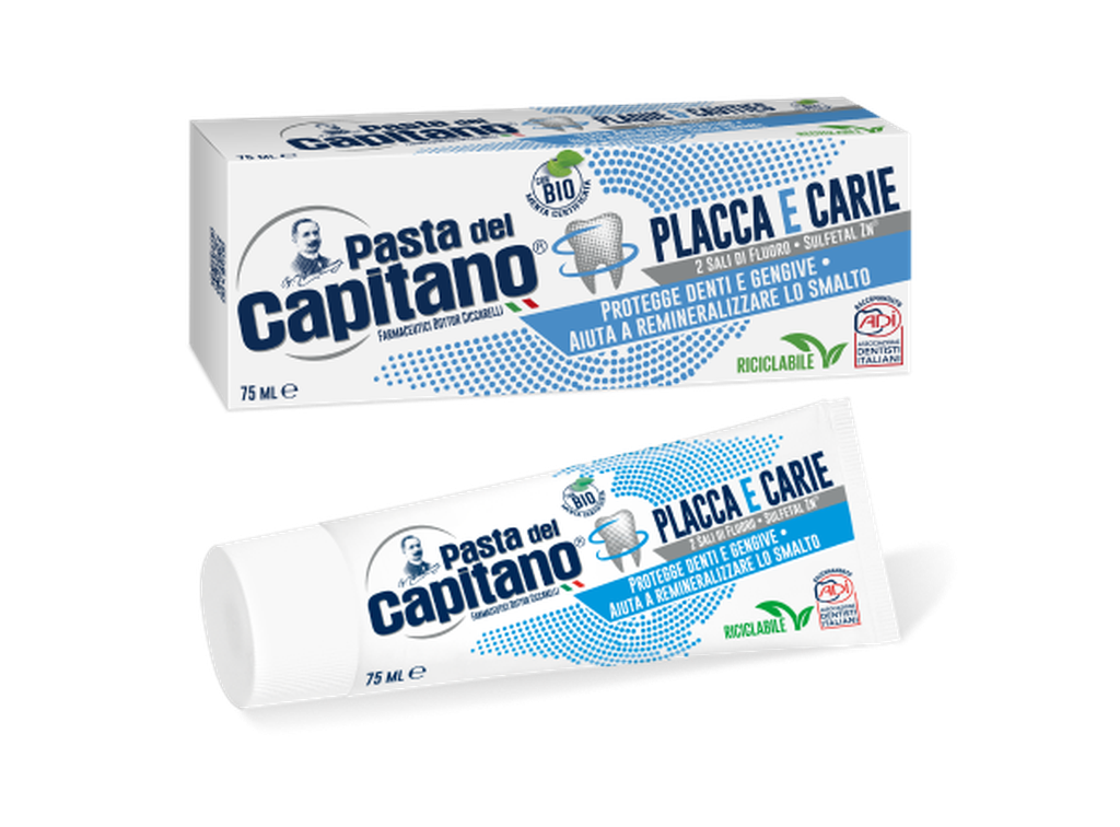Зубная паста Pasta del Capitano Plaque комплексная защита от налета и кариеса, 75 мл зубная паста pasta del capitano ginger антибактериальная имбирь 100 мл
