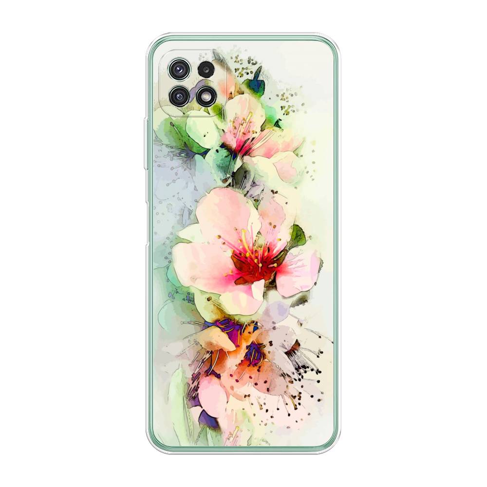 

Чехол для Samsung Galaxy A22s 5G "Нежные цветы", Зеленый;розовый, 2104250-2