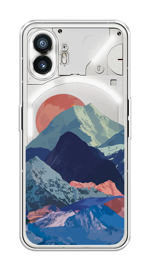 

Чехол на Nothing Phone (2) "Закат в снежных горах", Бордовый;серый;голубой, 3300250-1