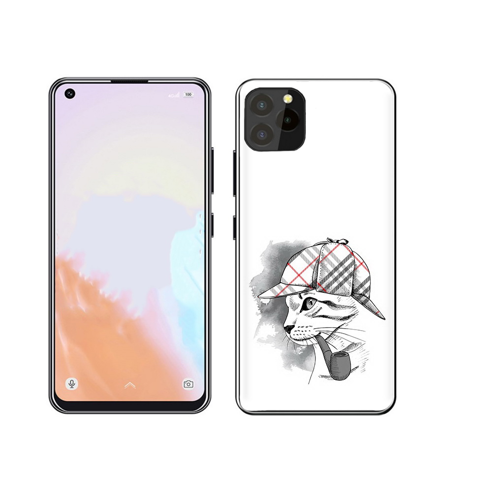 

Чехол MyPads Tocco для Oukitel C21 Pro кошка с трубкой, Прозрачный, Tocco