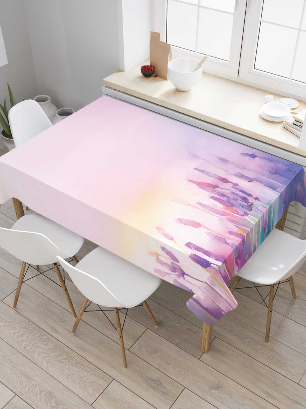 

Скатерть прямоугольная JoyArty "Лавандовый край" из сатена, 120x145 см, Фиолетовый, Лавандовый край