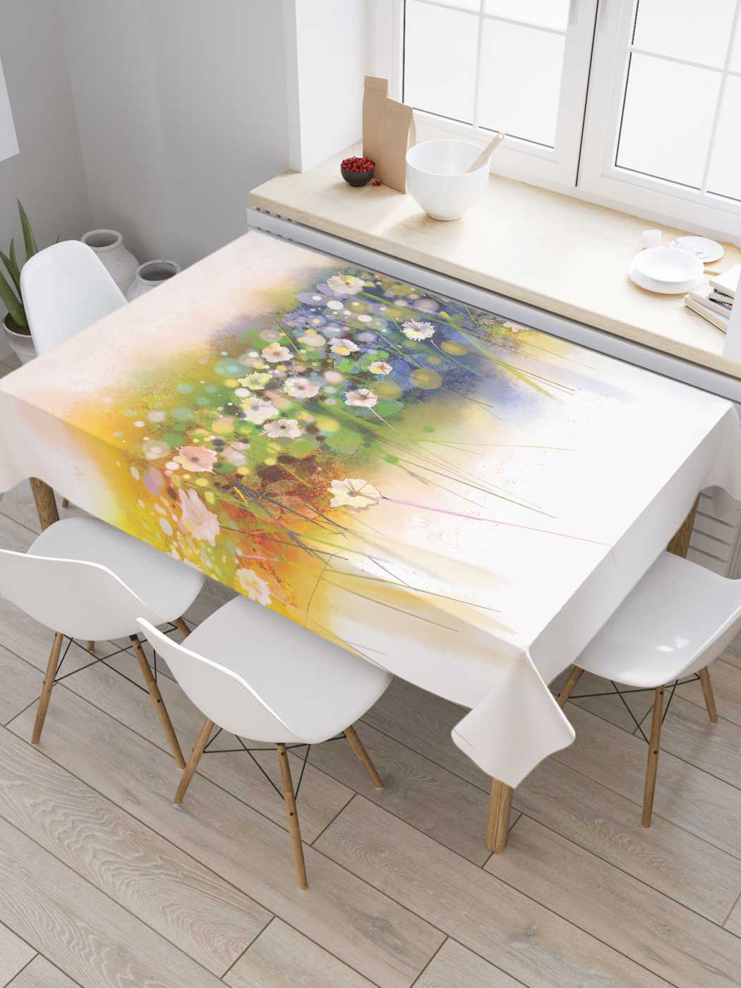 

Скатерть прямоугольная JoyArty "Цветочная вселенная" из сатена, 120x145 см, Оранжевый, Цветочная вселенная